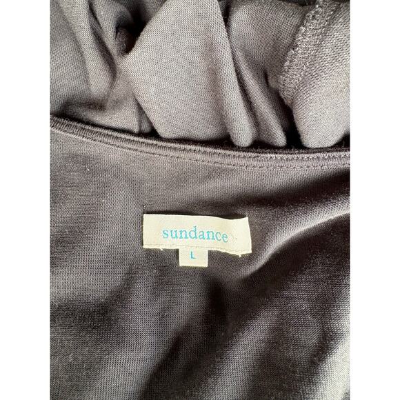 Sundance Black Long Sleeve Faux Twist Cross Wrap Knit Knee Length Dress - Large - Picture 6 of 8